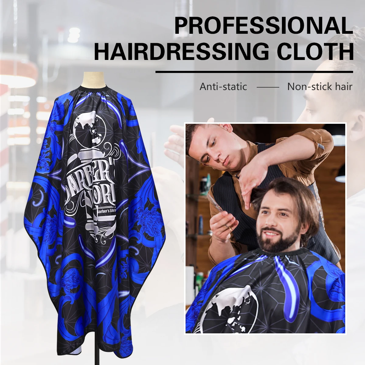 Blue Barbershop Hairdressing Cape for Hairstylist New Barber Capes Apron Salon Hair Dyed Clothes Supplies