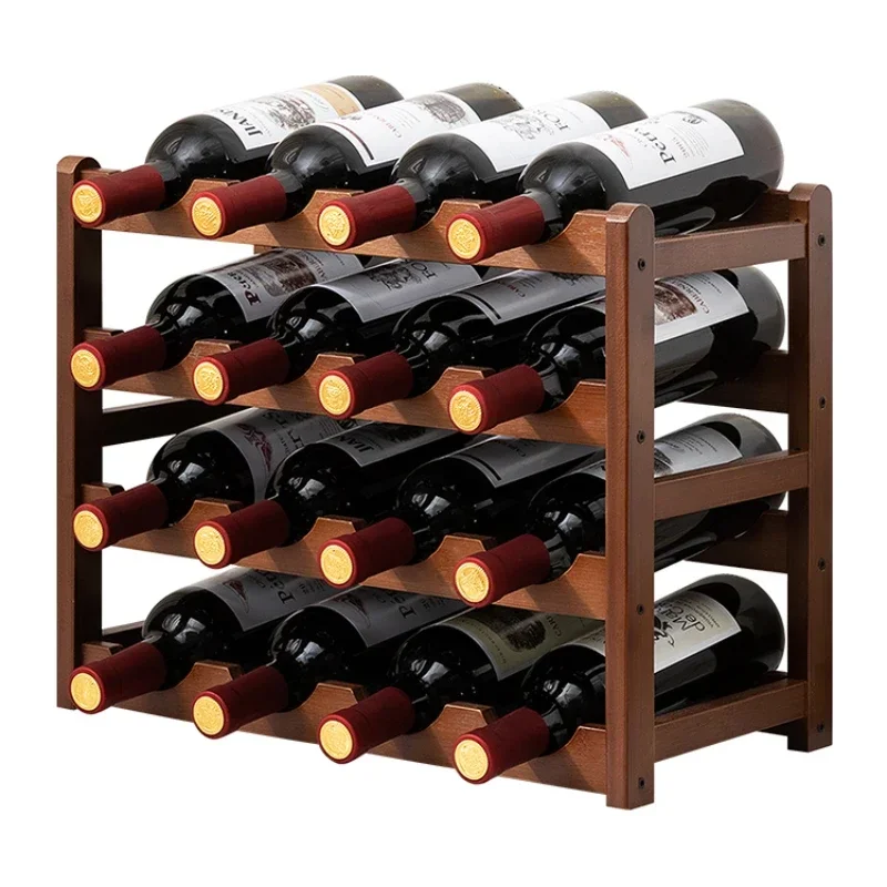 Holder Bar & Wine Cabinets Rack Solid Wood Stackable Storage Cube Tabletop for Champagne Home Decor #055A