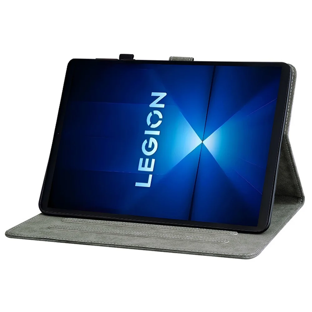 For Lenovo Legion Y700 Gen 4 Case Tiger Imprint Anti-Scratch PU Leather Tablet Cover - Grey