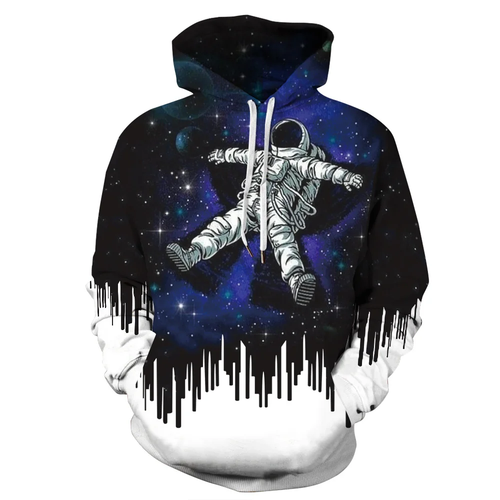 

Funny Design Hoody Astronaut Clean The Space 3D Sweatshirt Men/Women Long Sleeve Hooded Tracksuit Black Hoodies pullover Tops