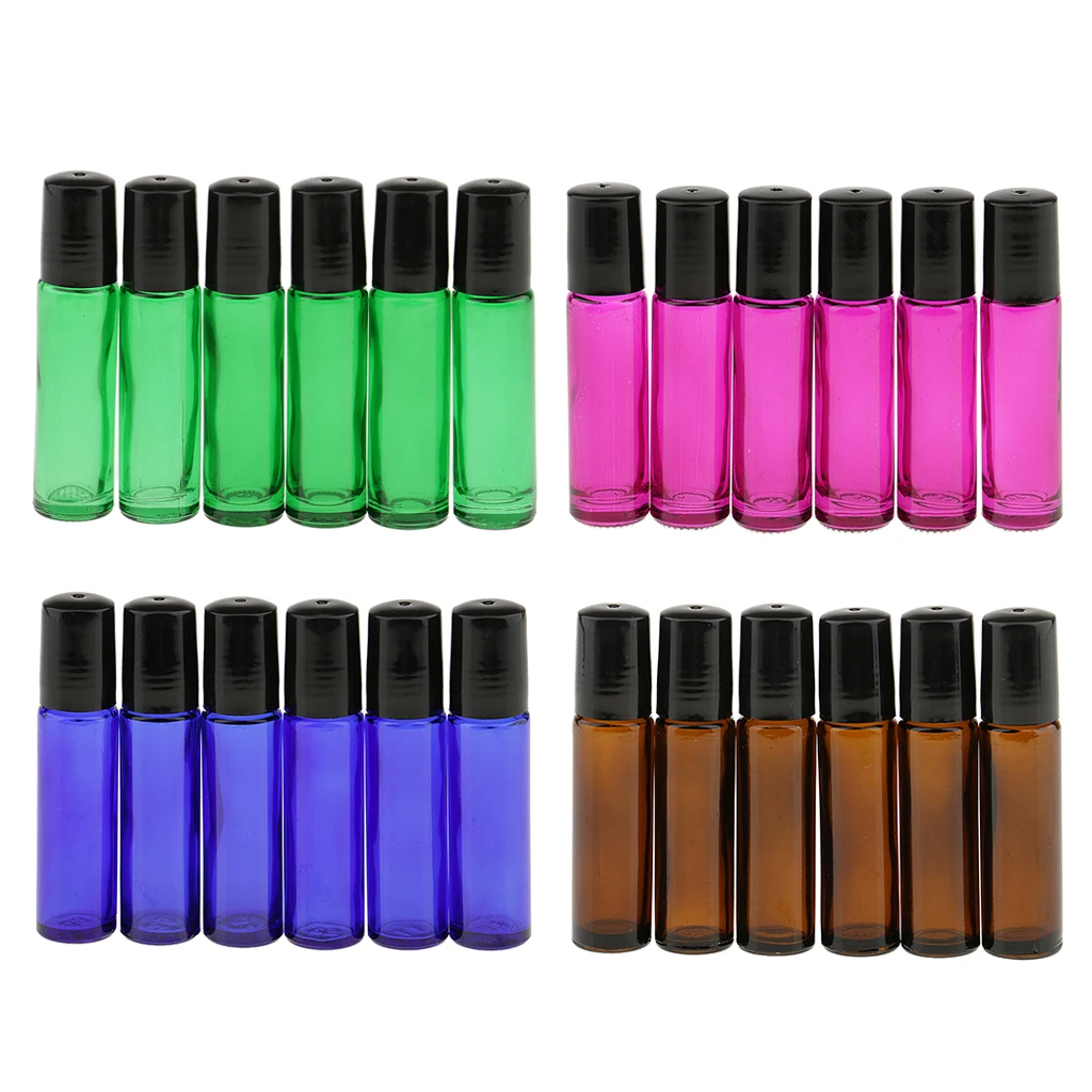 Bouteilles à rouler en verre, conteneurs de parfum rechargeables de voyage vides avec boule en acier pour le maquillage et l'essence