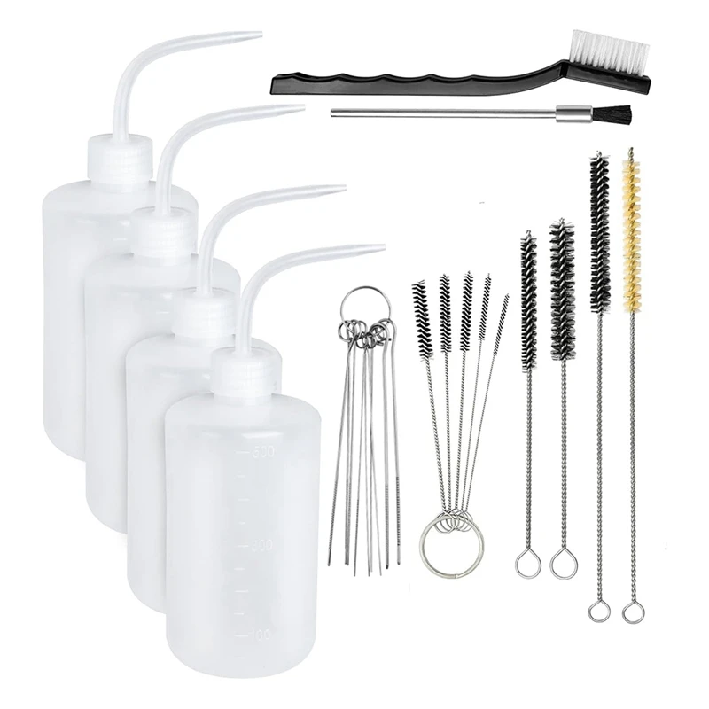 DT16 Spray Gun Cleaning Kit 25-Piece Paint Gun Cleaning Brushes Set with 4 Squeeze Bottles 500ML for HVLP Airbrush