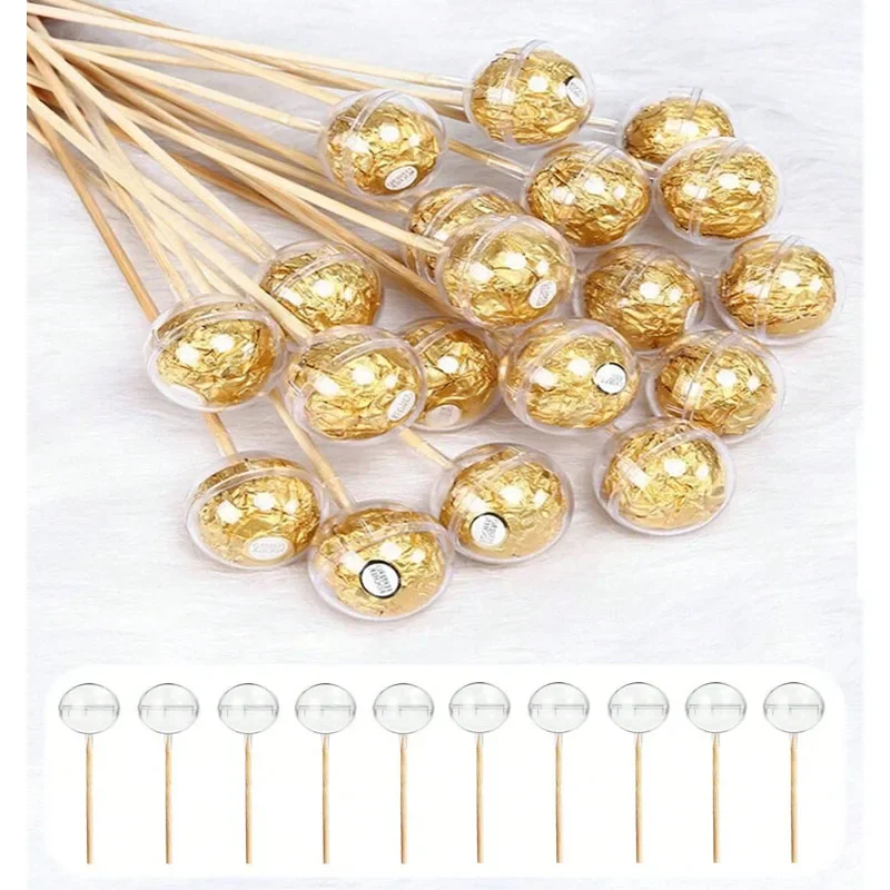 A set of 20 DIY candy chocolate flower racks, transparent spheres, bamboo skewers, flower racks, commemorative day gatherings