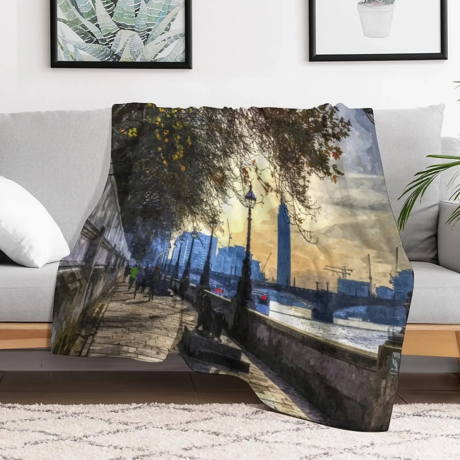 New River Thames Path Art Throw Blanket Versatile Cozy Throw Blanket for All Occasions