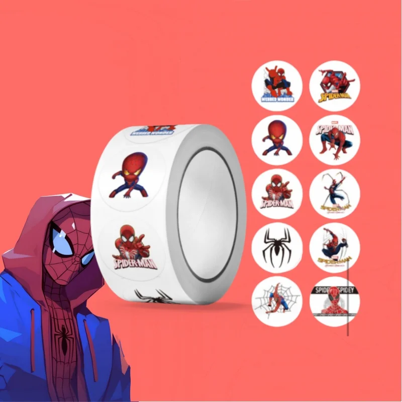 

Spiderman Roll Stickers 500pcs Disney Movie Anime Decal Laptop Motorcycle DIY Skateboard Book Cool Cartoon Sticker Kids Toy Gift
