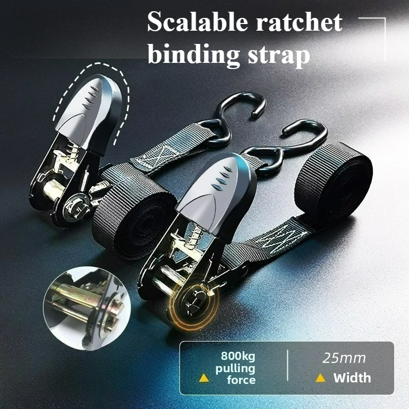 

Scalable Ratchet Strap With Elastic Rubber Wrapping Ratchet Tensioner Strap Widened By 25mm Tightening for TrucksAnd motorcycles