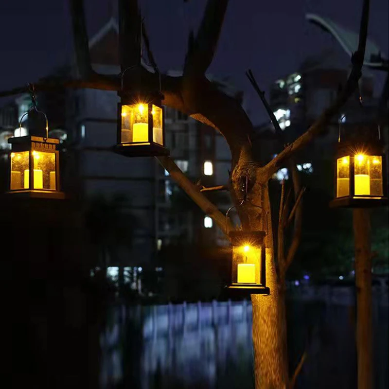 Solar Palace Lantern Garden Lamp Solar LED Candle Light Floor Light Outdoor Camping Lantern Lawn Garden Decor Christmas Decor