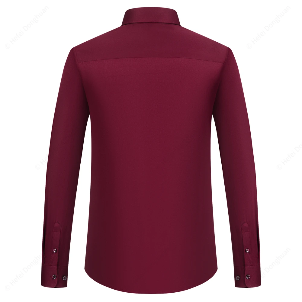 Chemise en satin lisse à manches longues pour hommes, chemises provoqué, confortables, légères, commissionnées, sans déformateur, coupe régulière, couleur unie, pour documents