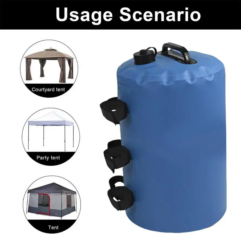 Bolsa de agua para tienda de campaña, bolsas de peso de arena de agua fuerte, dosel de piernas, bolsas de arena para refugio solar instantáneo al