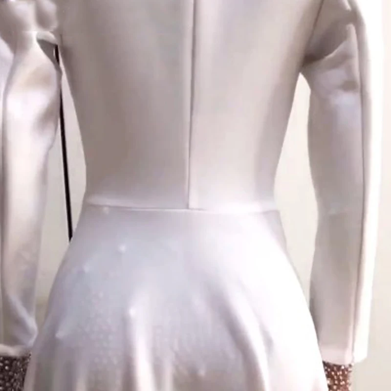 Błyszcząca sukienka z kryształkami białe suknie wieczorowe kobiety urodziny świętuj kostium suknia ślubna pokaz sceniczny strój festiwalowy XS5655