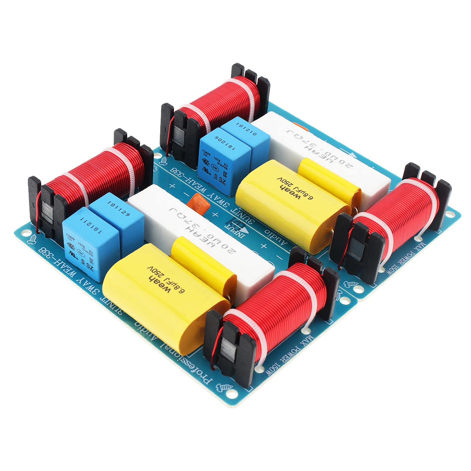 2pcs WEAH-338 3 Unit Crossover Filters 3 Way Audio Frequency Divider Beautiful Appearance Full Power