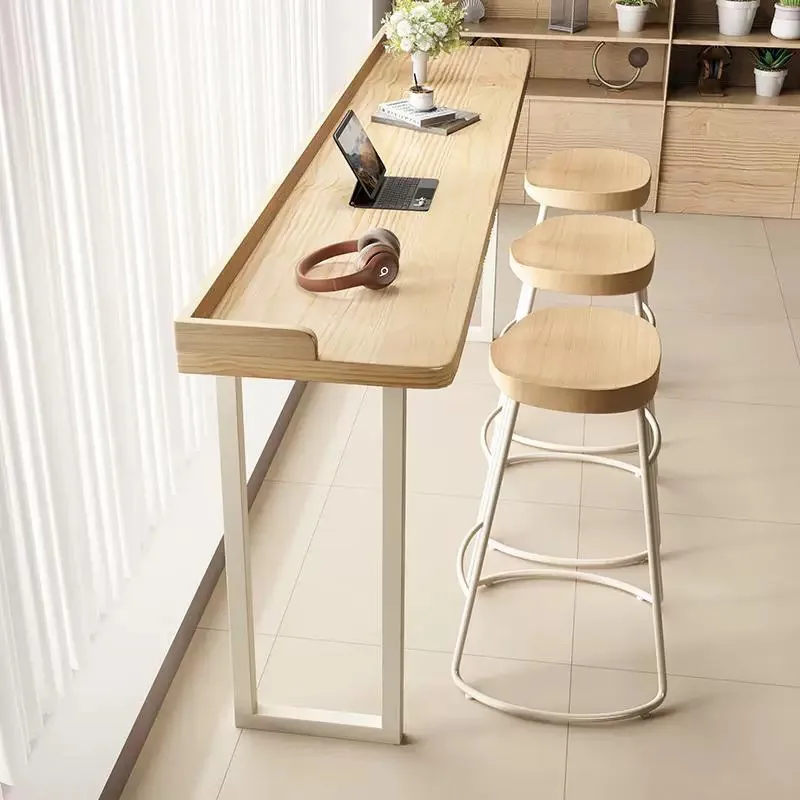 Mesa de centro retangular minimalista moderna lazer madeira maciça mesa de tira longa estilo nórdico varanda 이자Móveis de café