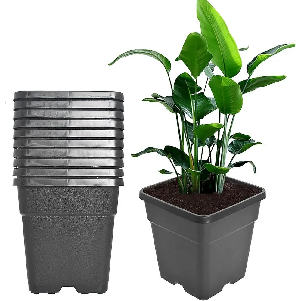 

10-Pack 10 Gallon Square Plastic Plant Nursery Pots for Seedlings and Gardening - Ideal for Indoor or Outdoor Plants, Vegetables