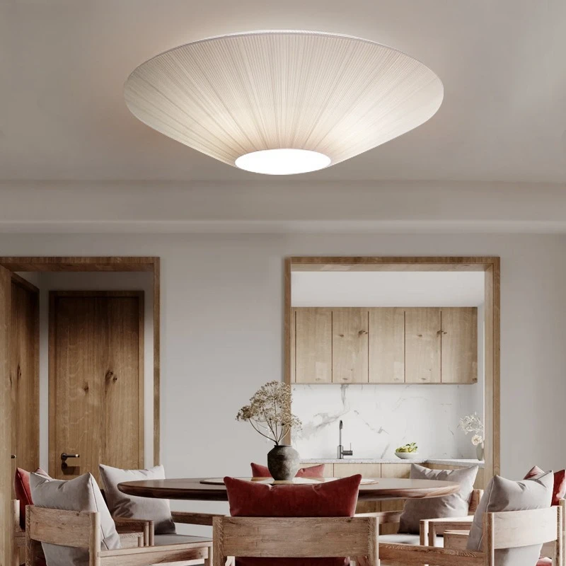 القرون الوسطى الإبداعية غرفة المعيشة ضوء السقف فندق B & B غرفة نوم غرفة الطعام دراسة الحديثة بسيطة كريم الرياح القماش