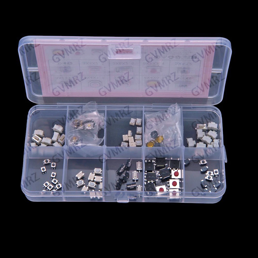 10Values 4*4 3*6 Small Buttons ​​Car Remote Control Button Switch Pack, Surface Mount Tactile Switch Pack 4x4 3x6 Small Buttons