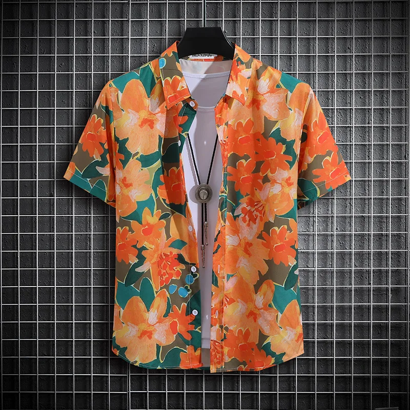 

【14 colors】Men's Tropical Short Sleeve Printed Shirt Unisex Casual Tops Men's Tropical Short Sleeve Printed Shirts