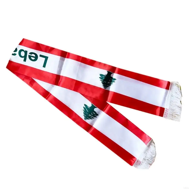 N0PE Double Sided Lebanon Flags Scarf All Age Long Sash Scarf with Digital Print Party Decors Festival Accessories Satins Sash