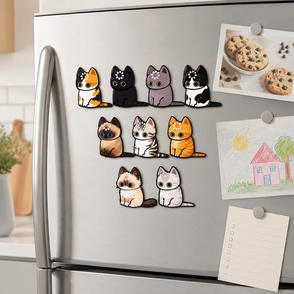 Cute Loading Cat Fridge Magnets Refrigerator Cartoon Cute Animal Magnetic Stickers Kitchen Accessories DIY Home Decor Gift