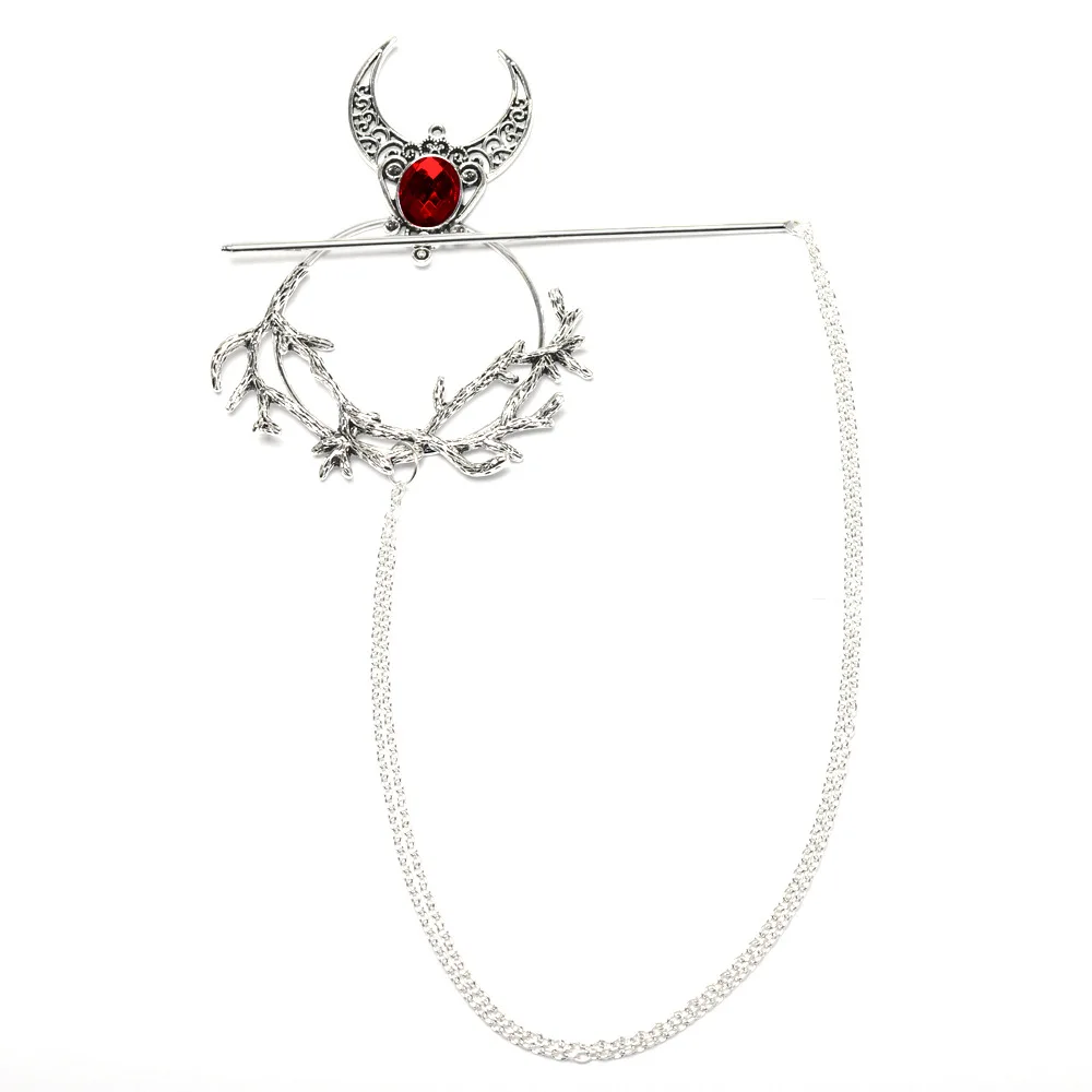 Viking hair clip Celtic, witch hair stick crescent branch rhinestone beautiful polka dot hair accessory girl retro jewelry