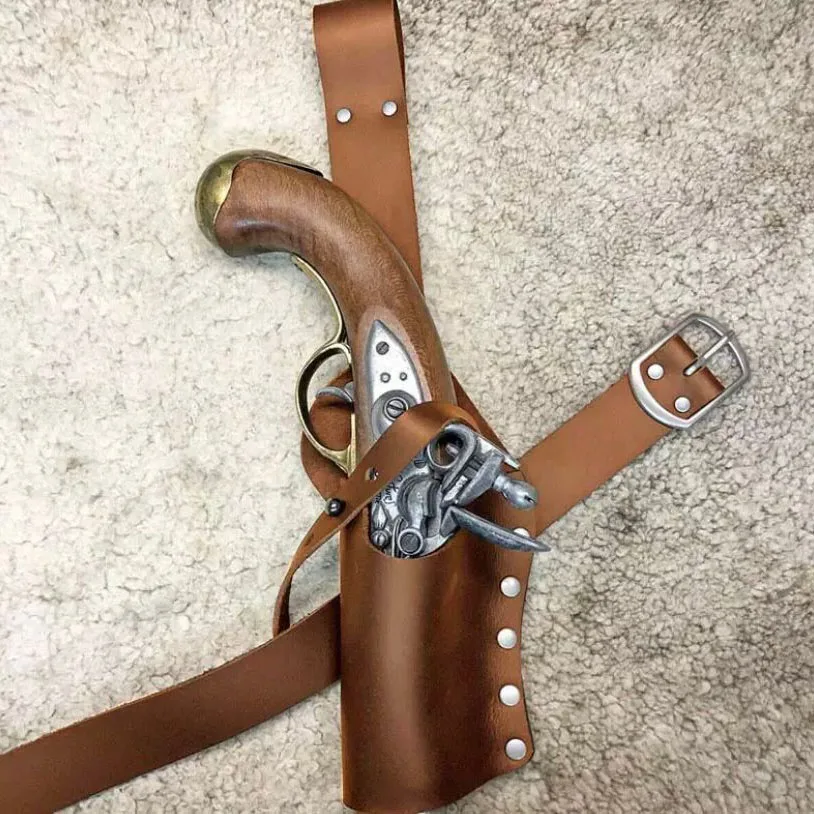 Medieval Renaissance Musketeer Pirate Gun Flintlock Holder Leg Holster Hidden Blunderbuss Bag Captain Cosplay Costume LARP Props