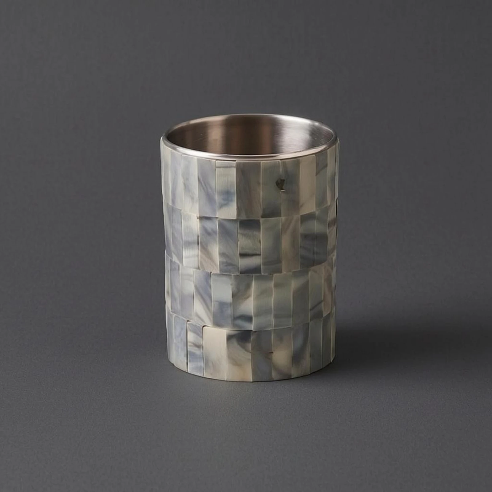 Mosaic Pail Stainless Steel Cylindrical Pail Decor Item Shiny Interior