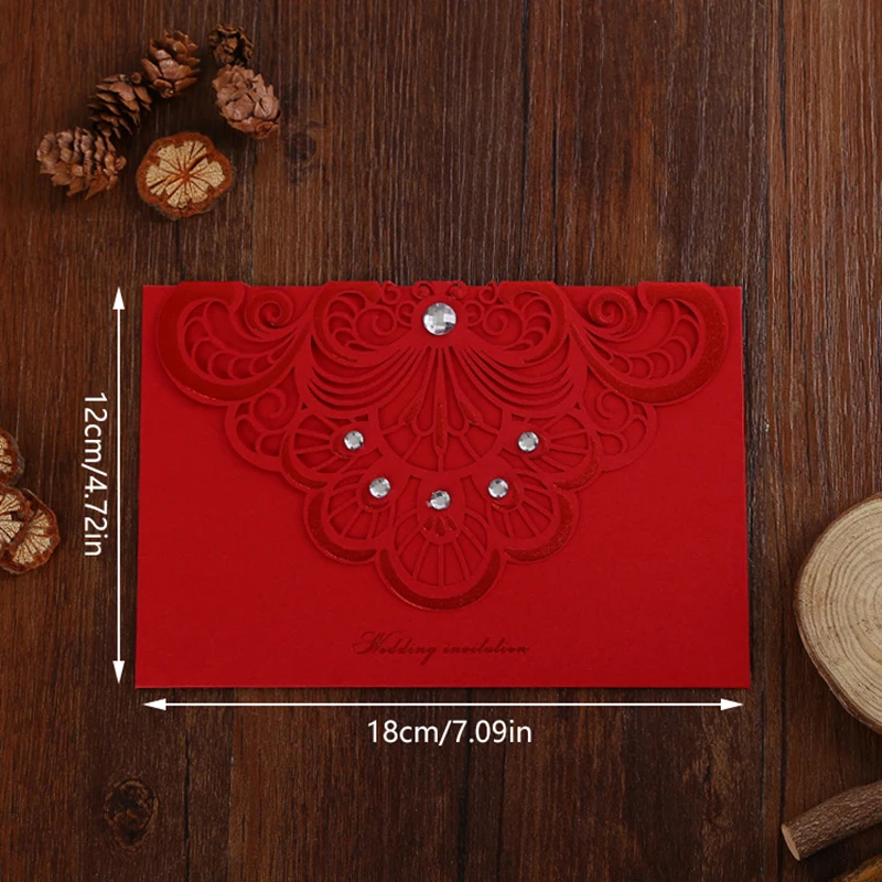 Korean Style Concise Love Promise Three-dimensional Diamond Invitation, New Creative Hot Stamping Wedding Invitation Red Envelop