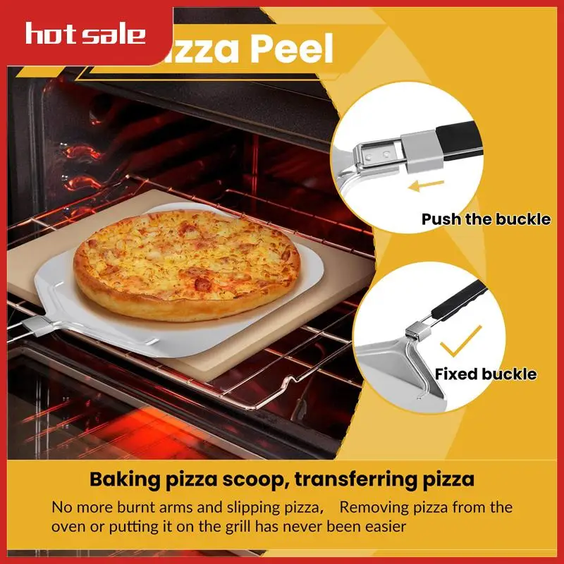 

BEAU-Folding Aluminum Pizza Peel For Pizza Stone,Professional Home Use Pizza Shovel For Baking Pizza And Cake On Oven & Grill