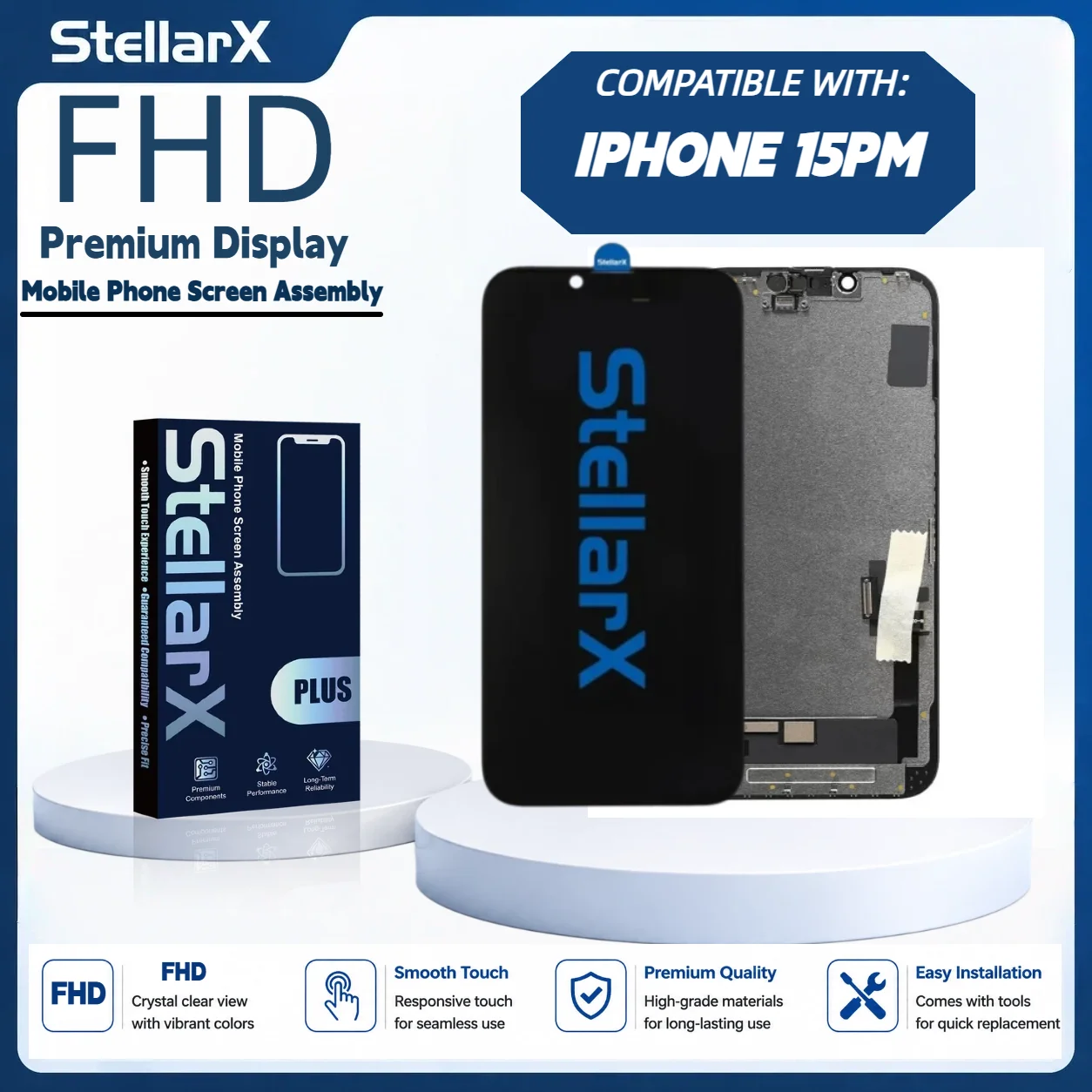 StellarX Display For iPhone FHD High Color Gamut For IPhone15ProMax Screen Replacement Assembly Repair Parts Display Module