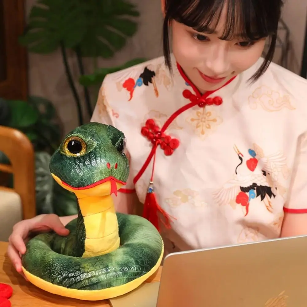 Zodiac Mascot Year Of The Snake Plush Toys Simulated Chinese Snake Year Mascot Doll Animal Plush Sequined Snake doll