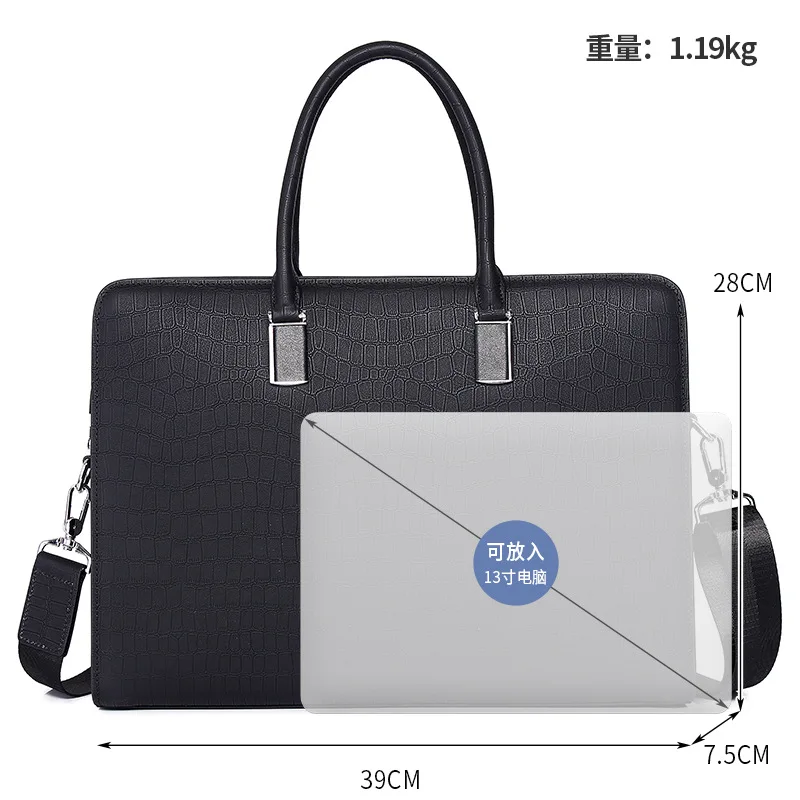 Men's Briefcase Top Layer Cowhide Waterproof Genuine Messenger Leather Laptop Luxury Brand Bag Large Capacity Handbag High-end