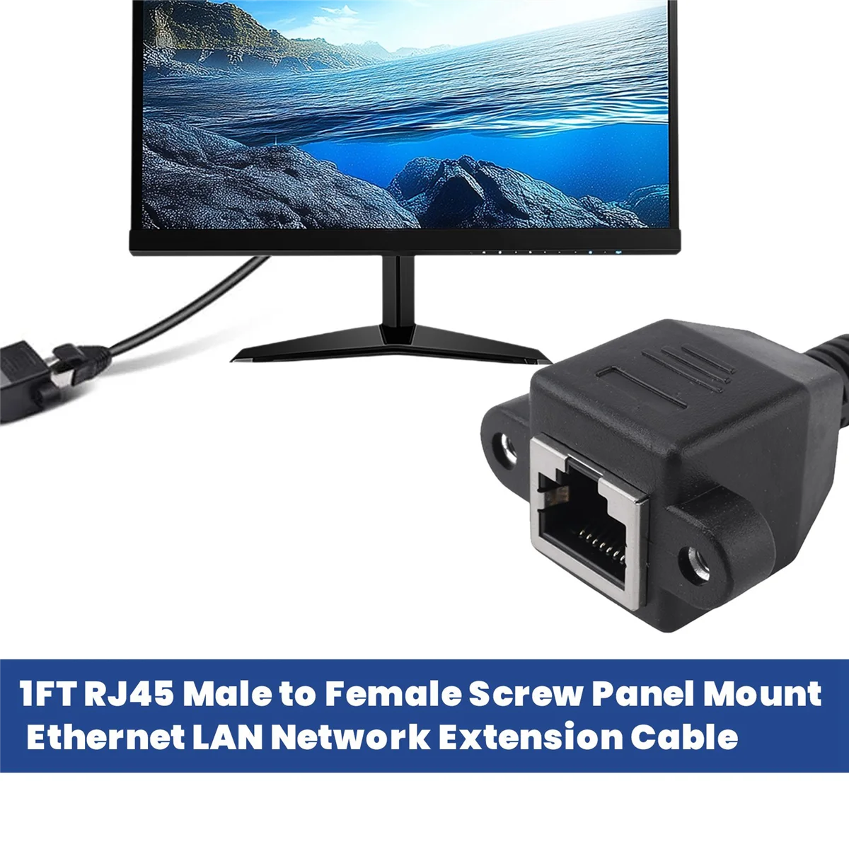 Extension cord 1FT RJ45 Male to Female Screw Panel Mount Ethernet LAN Network Extension Cable