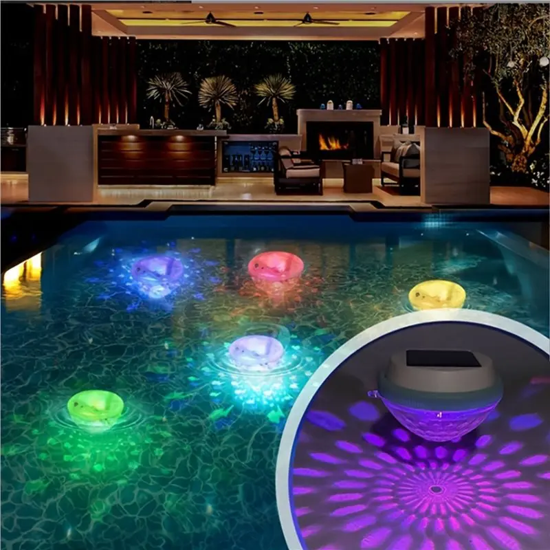 AT63-2X Solar Floating Pool Lights 7 Color-Changing Modes For Pools, Fountains, Garden Patio Outdoor Lighting