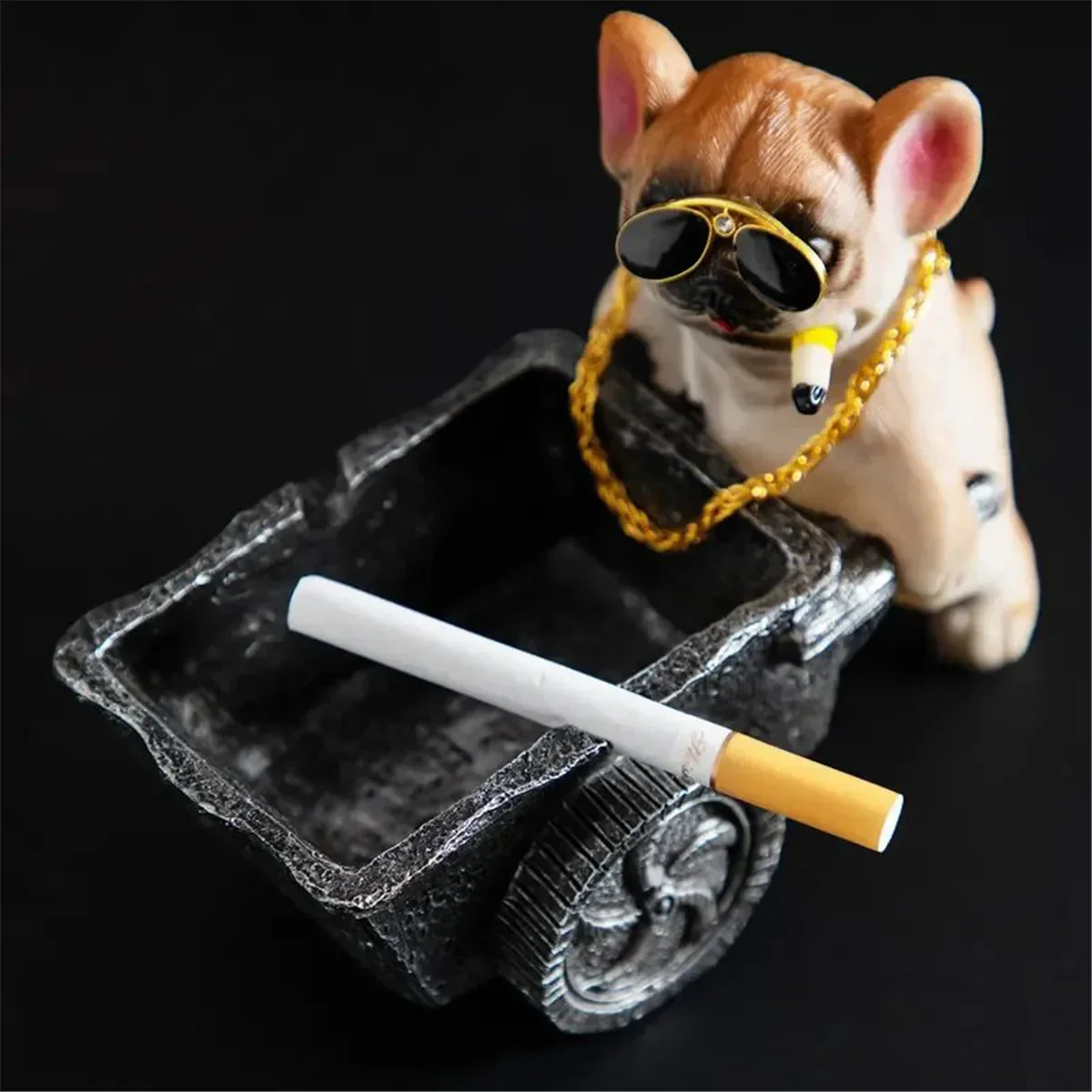 Cute Funny Ashtray Thug Dog Resin Creative Decor Ashtray Ash Tray Cigar Ashtray Smoking Boyfriend Gift Home Accessories