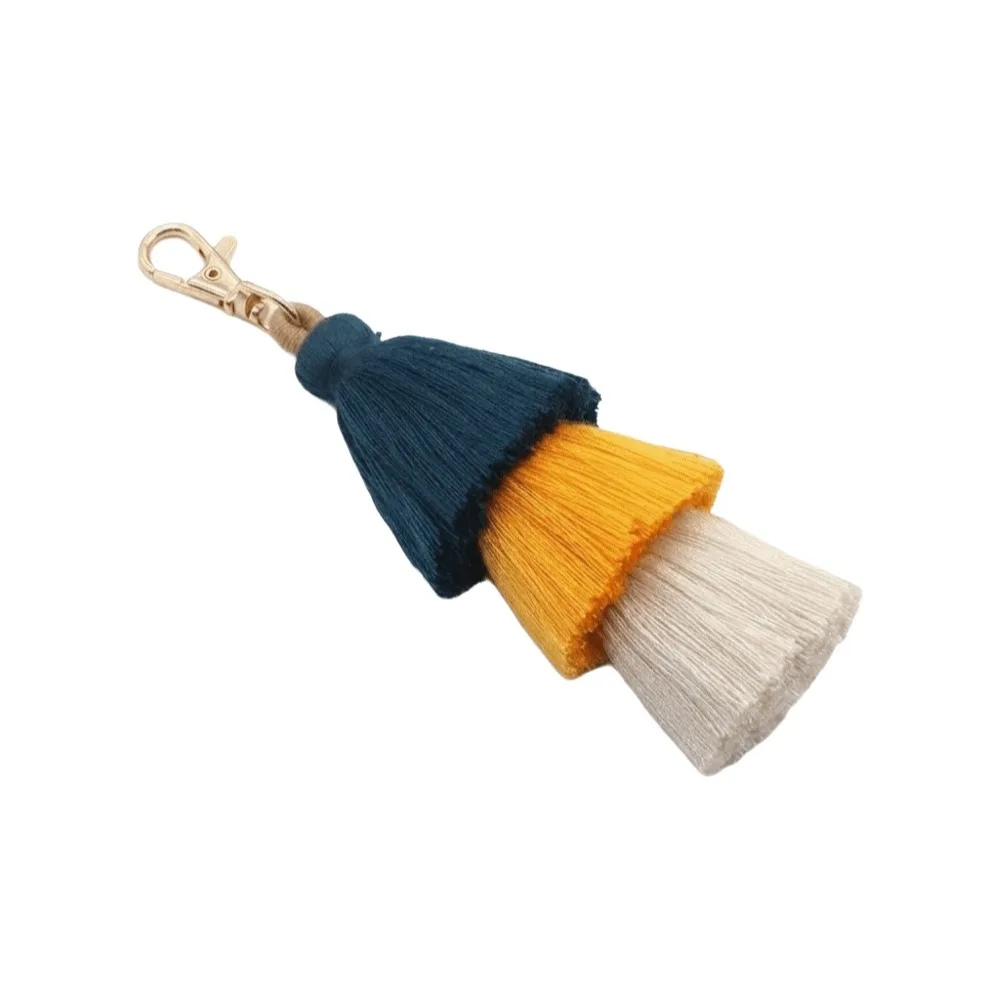 New Bohemian Tassel Keychain Multicolor Triple Layer Bag Charm Handmade Luxurious Decorative Pendant Backpack Decoration