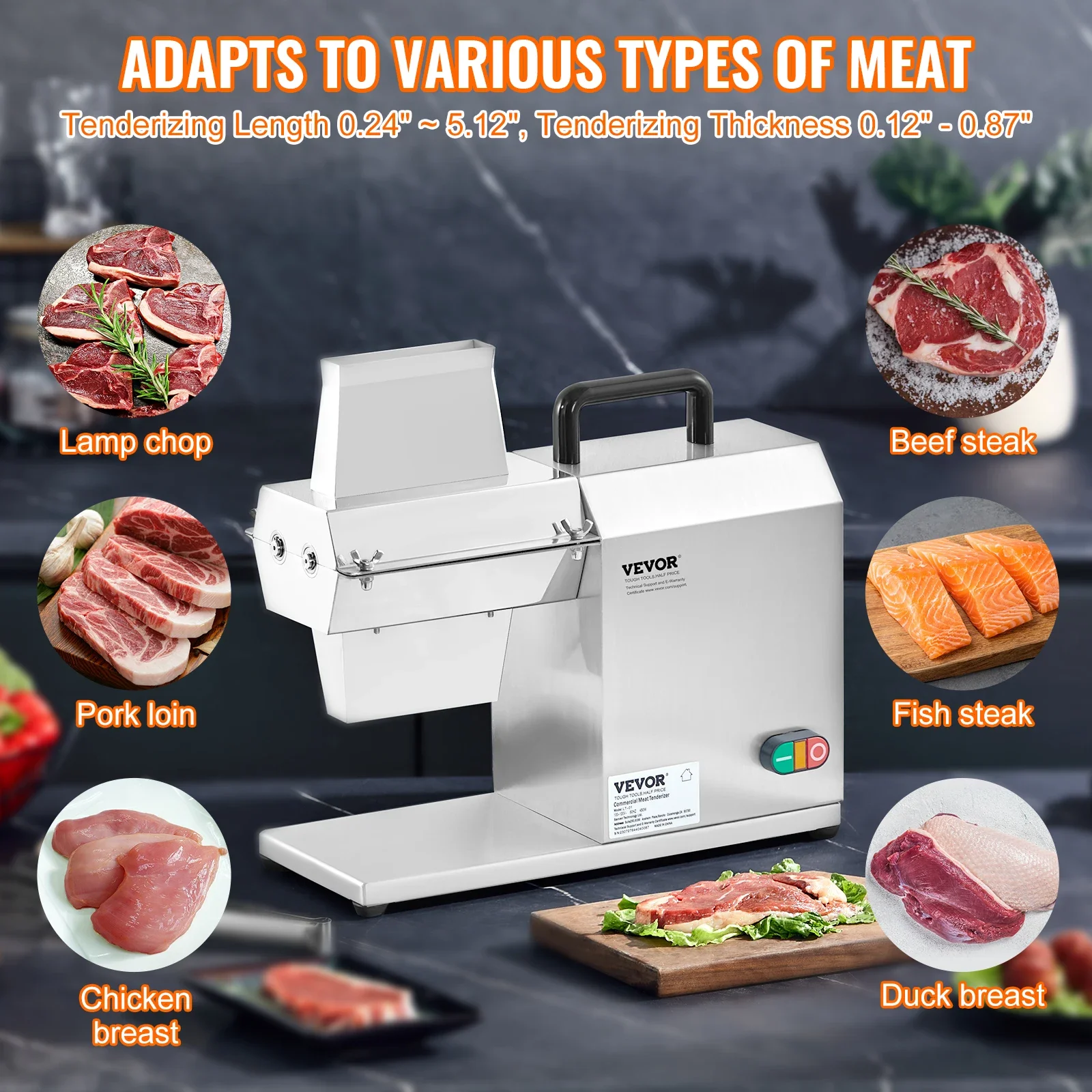 17inch 54 Blades 450W  Commercial Meat Tenderizer Machine for Pork Chicken Fish Beef Restaurant Kitchen Home