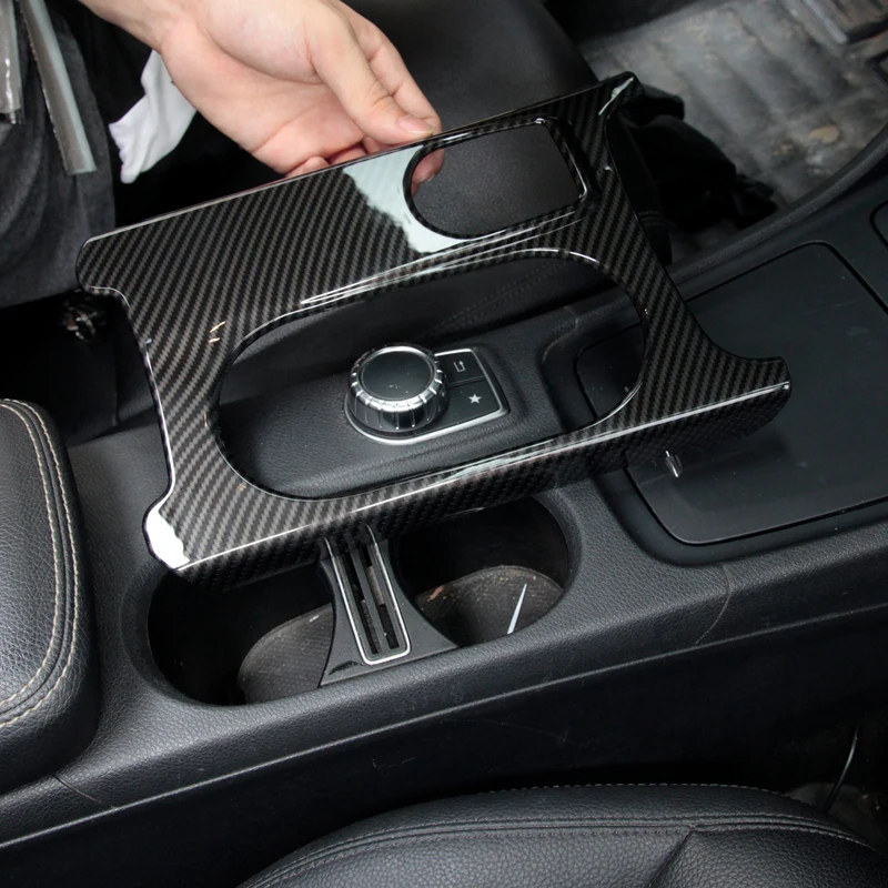 For Mercedes-Benz CLA GLA A-class ABS carbon fiber pattern Central control decoration set Tea cup seat mask Interior modificatio