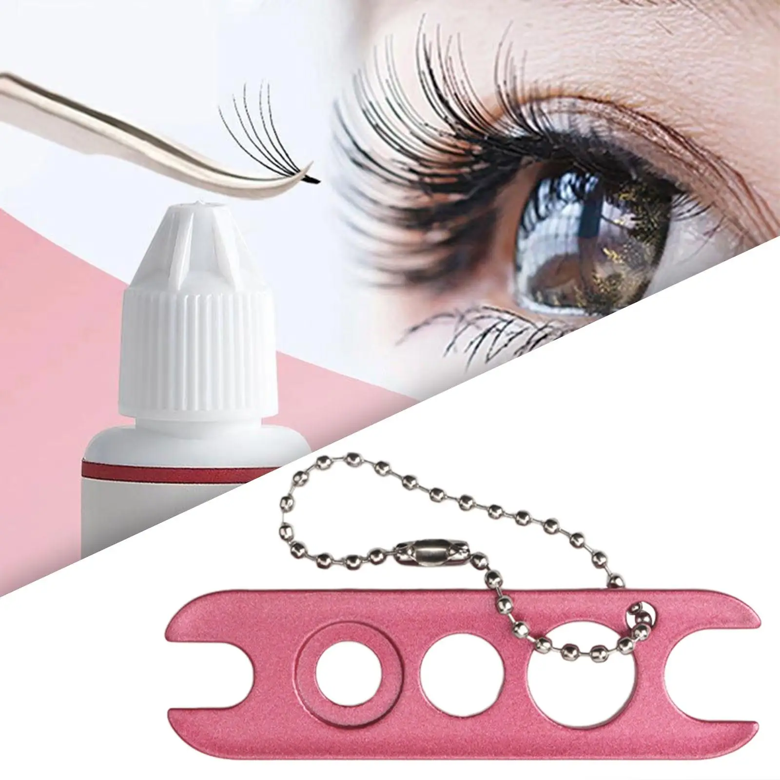 Ouvre-bouchon de bouteille de colle à cils, rouleau en acier inoxydable, pointe d'huile essentielle, outil de porte-clés de remplacement pour artistes de maquillage