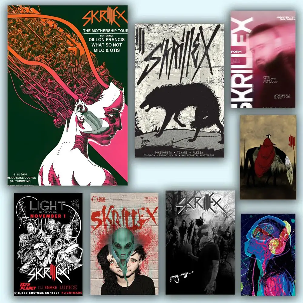 Singer S-Skrillex Painting Calligraphy Impressão de arte de parede resistente ao desbotamento, pôster decorativo vibrante e não pegajoso para bar doméstico, presente perfeito
