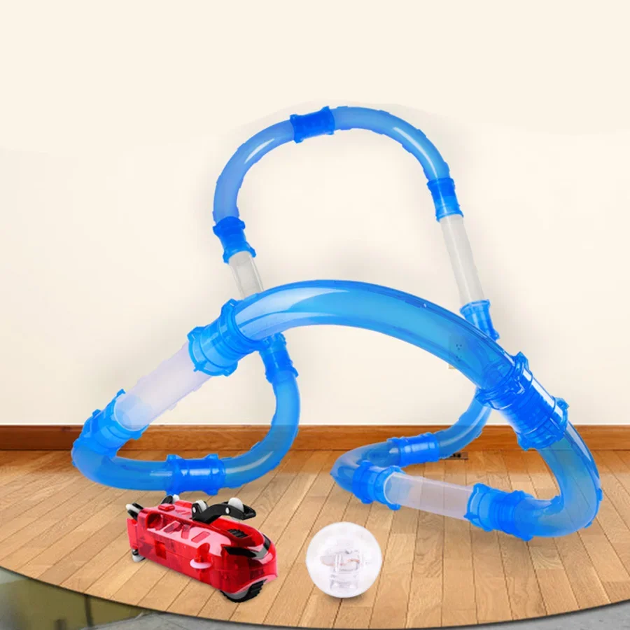 Tube de construction de voiture de course RC pour enfants, Tube de vitesse avec télécommande, jouets de course, Flash lumineux, bricolage, cadeau