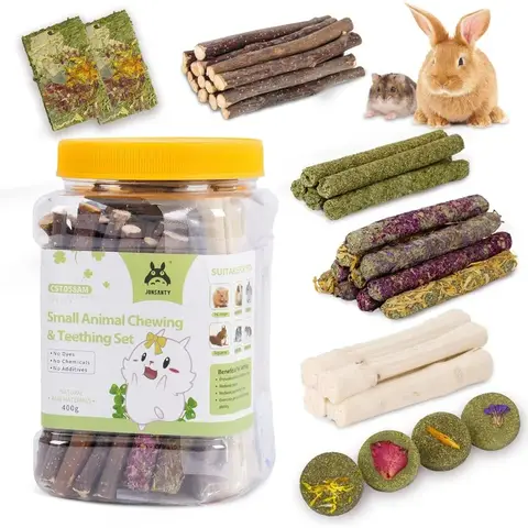 5060 PCS Natural Rabbit Chew Toys Treats for Small Pets Including Guinea Pigs Hamsters Chinchillas and Rats Timothy Sticks Appl