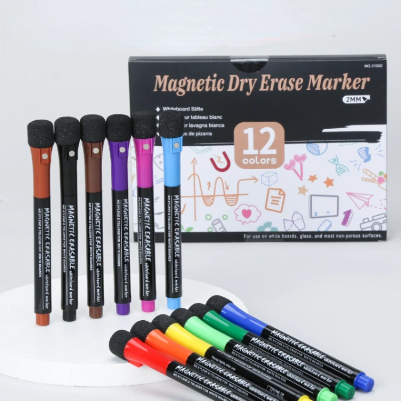 12-color Whiteboard Pen Magnetic Drawing Pen Multi-function Pen Water-based Ink Can Erase DIY Doodle Pen Suitable for Children