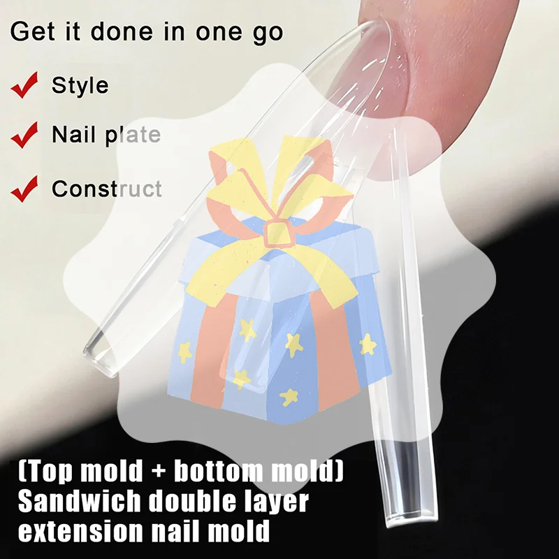 ساندويتش أشكال أظافر مزدوجة 240 قطعة 15 حجم ملحقات-أشكال مزدوجة نعش اللوز أشكال أظافر قالب علوي قالب سفلي #1