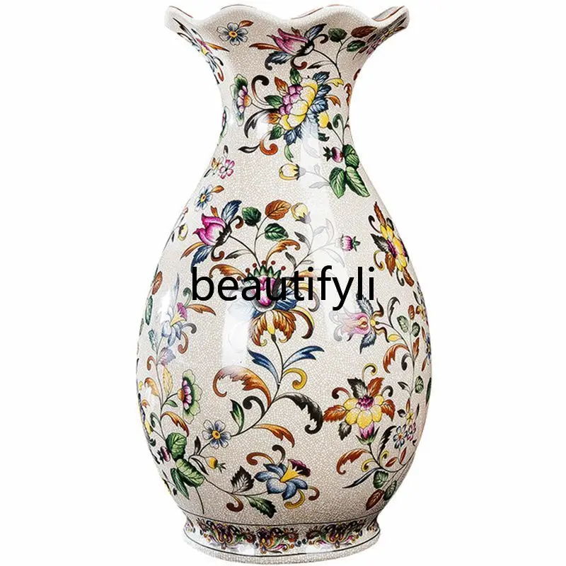 Jingdezhen ceramics, antique official kiln split crack vase, living room study bedroom home decoration