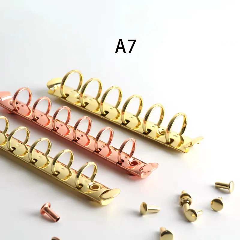 Clips de Reliure à 6 Anneaux A7, Or Rose, Diamètre 15/20mm