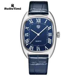 RollsTimi Men's Watches Luxury Man Quartz Watch For Men Stainless Steel Waterproof Sports Leather Clock Gift Reloj Hombre 2024