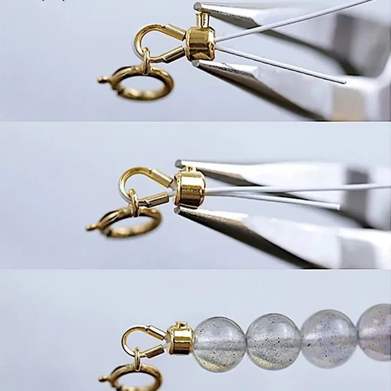 100PCS Copper Fade Resistant Clasps Stainless Steel Stopper Spacer Beads Crimp End Beads Suitable for Bracelets Necklaces