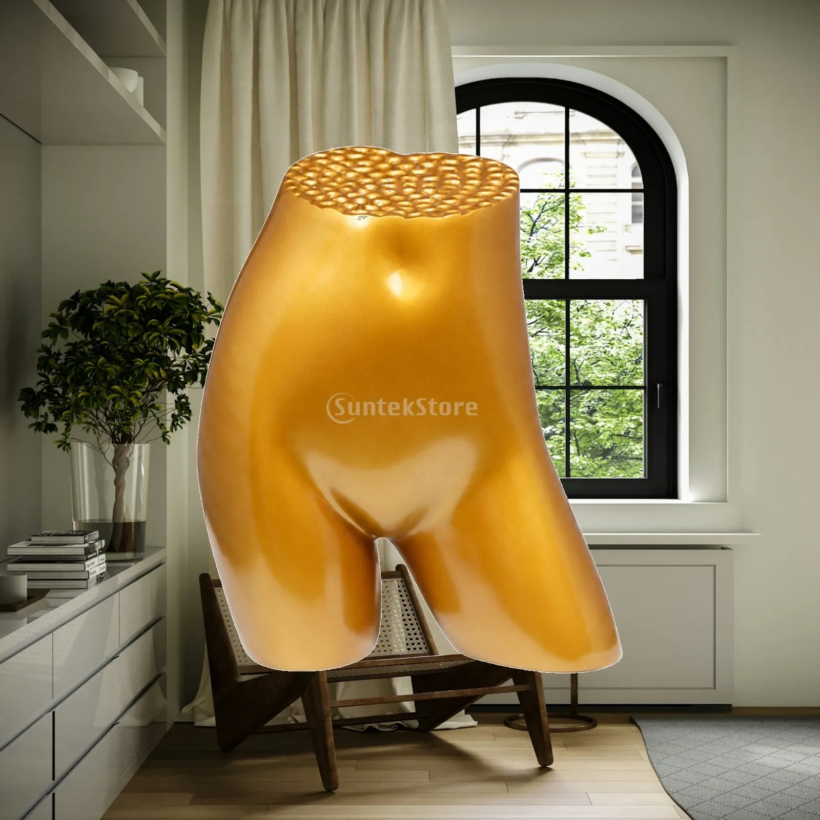Fiberglass Torso Form Mannequin Open Waist Shiny Gold Finish for Lingerie Shorts Store Display