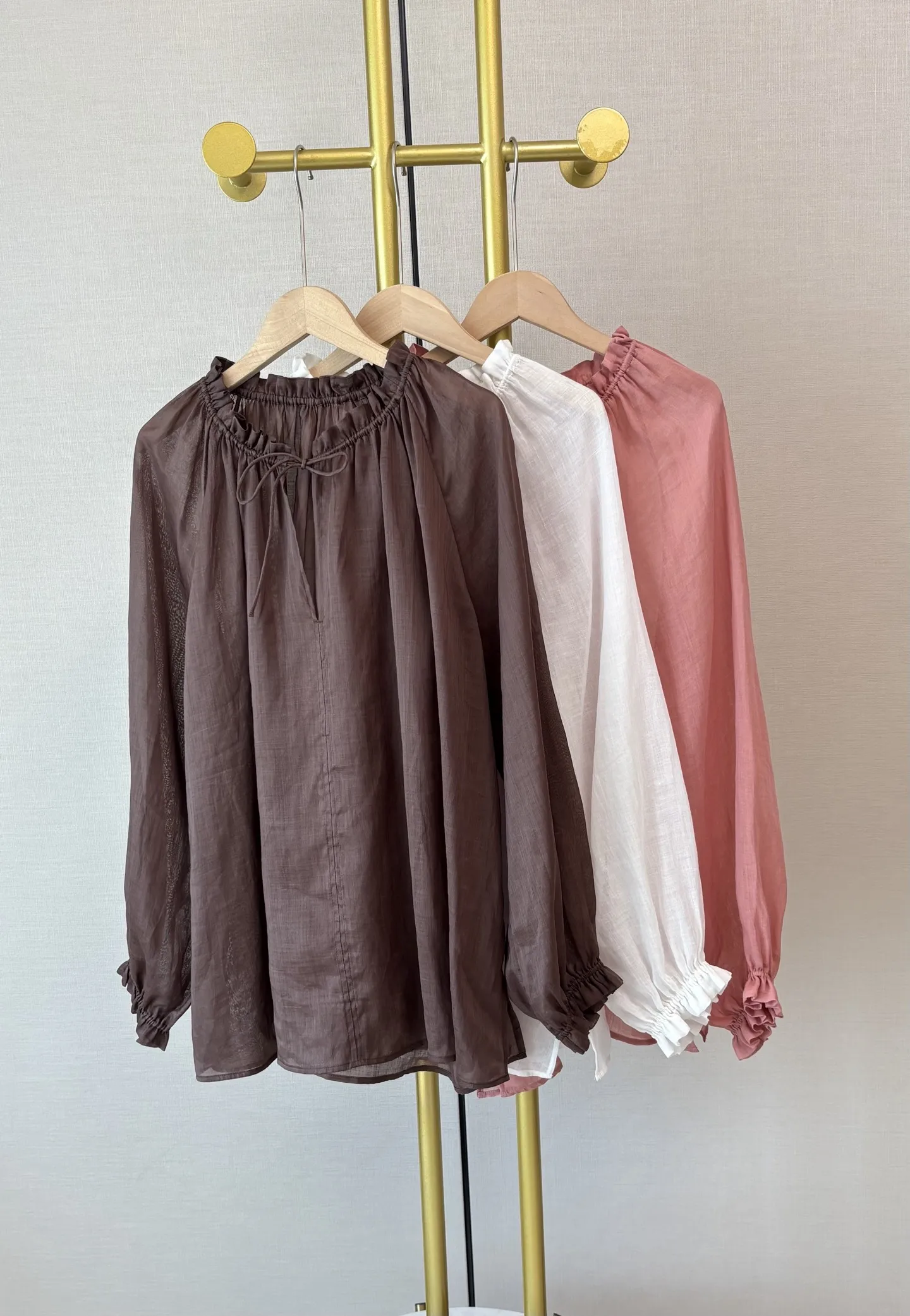 

2026ss sumemr luxury women's high quality casual loose long sleeve 100% ramie shirt ladies chic blouse tops 3 color