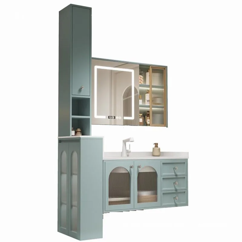 Simple style solid wood paint cabinet, bathroom dry area half wall partition cabinet bathroom cabinet