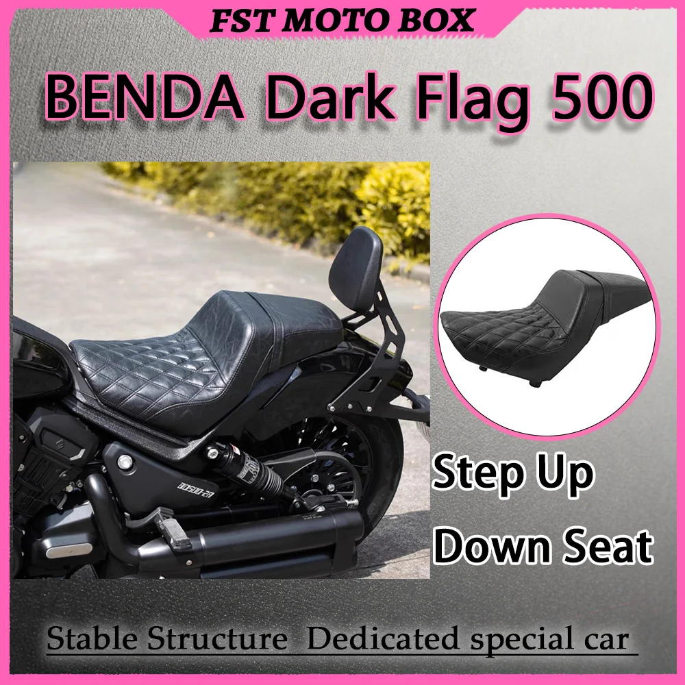 FOR BENDA Dark Flag 500 V-Twin Integrated Seat Thick High-Density Foam Saddle Waterproof Wear-Resistant PU Leather Step up down